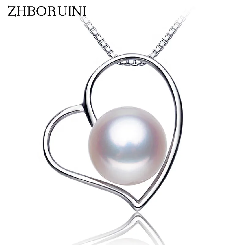 ZHBORUINI 2019 New Pearl Necklace Pearl Jewelry Natural Pearl Love Heart Pendants 925 Sterling Silver Jewelry For Women Gift