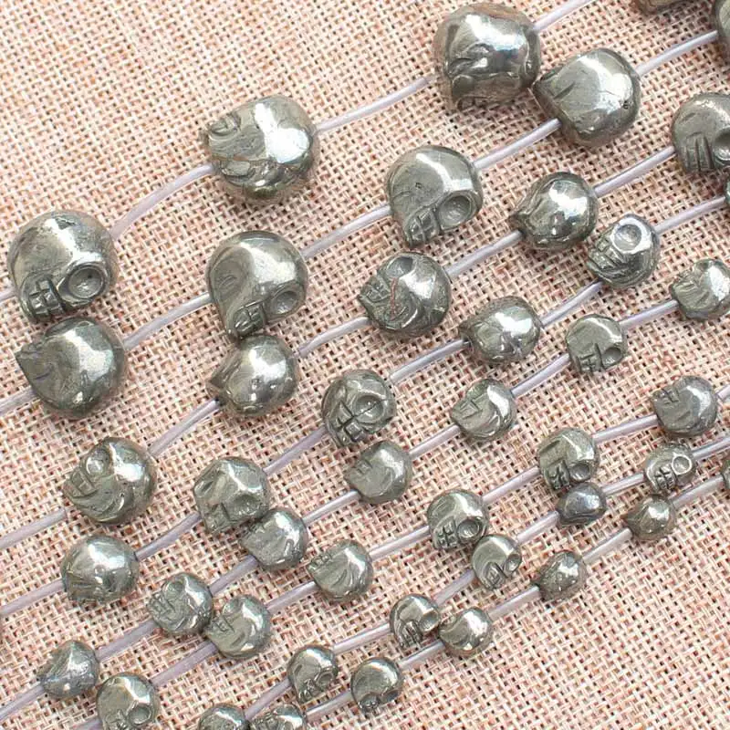 Natural Pyrite skull Shape 8-18mm  Beads 15inch per strand,For DIY Jewelry Making !We provide mixed wholesale for all items!