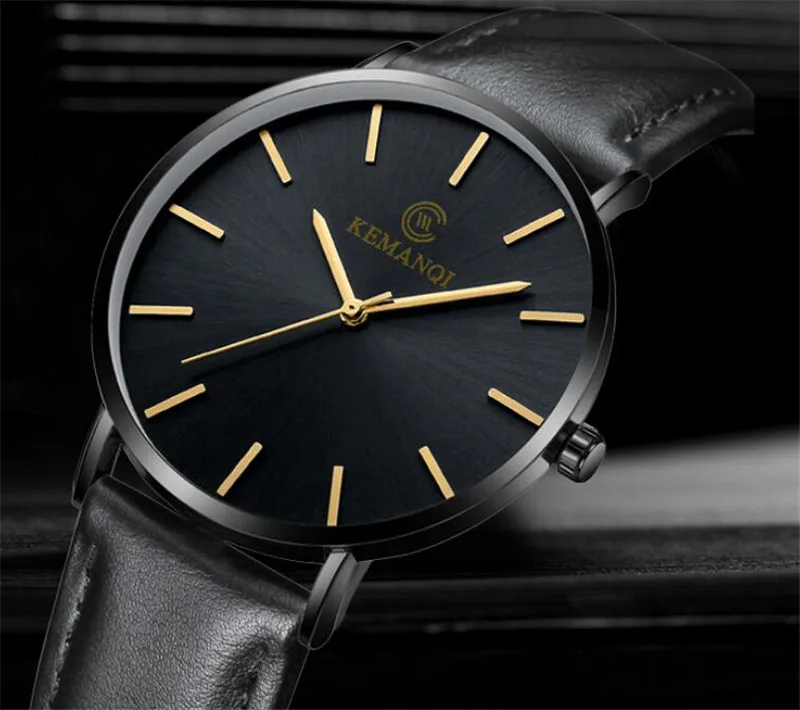 New Men\'s Watch Ultra-thin Fashion Watches Leather Simple Business Quartz Wristwatch Roman Masculine Male relojes Casual Clock