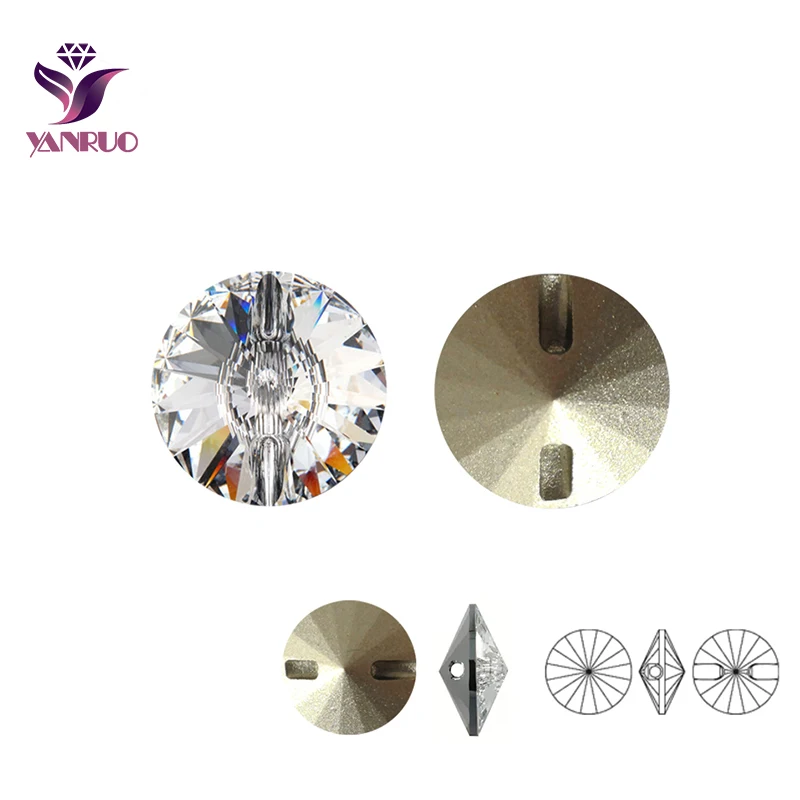 

YANRUO 3015 Crystal Clear Rhinestone Sewing Buttons Round Beads For Clothes Overcoat Craft DIY