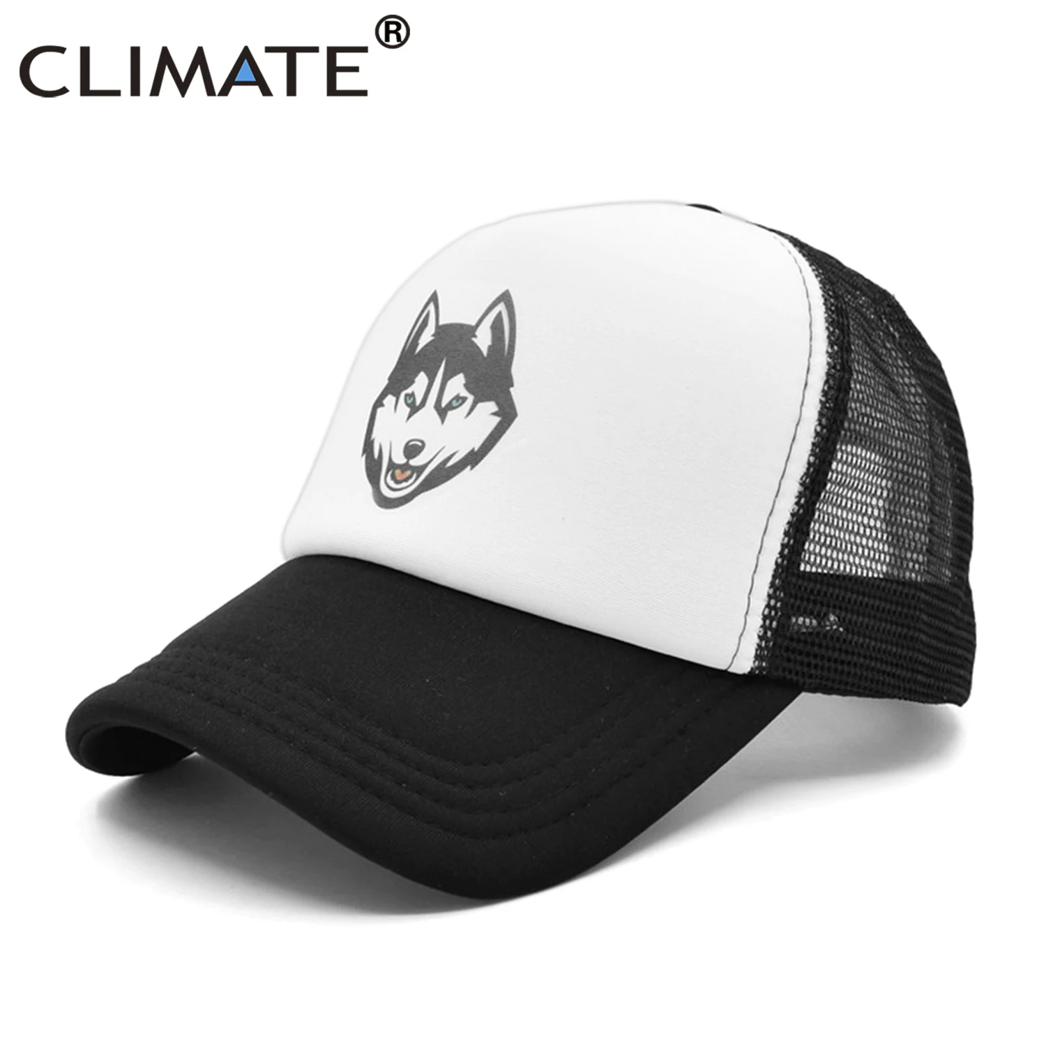 CLIMATE Men Wolf Trucker Caps Wolves Totem Hat Cap Men Cool Huskie Baseball Cap Hip Hop Summer Mesh Trucker Cap Hat for Men Man