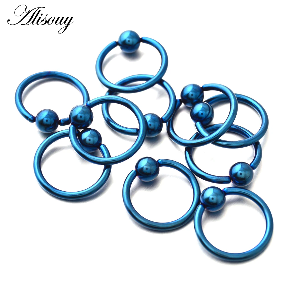 Alisouy 1PC 16G Stainless Steel Captive Bead Rings BCR Piercings Lips Nose Rings Ear Tragus Nipple Rings Navel ring Body Jewelry