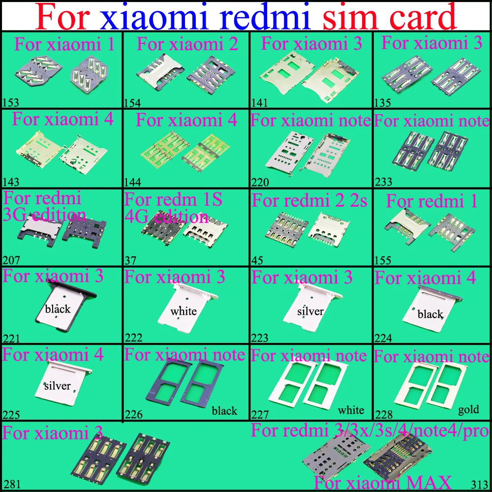 YuXi Brand New Sim card Socket reader holder tray slot adapter connector for Xiaomi 1 2 3 M3 4 note MAX for redmi 2 2s 4 3x 3s