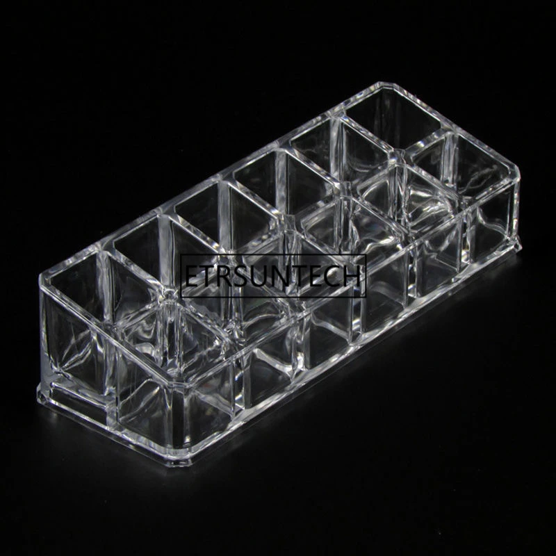 Clear Acrylic 12 Container Showing Shelf Nail Polish Cosmetic Lipstick Pen Storage Display Stand Rack F1233