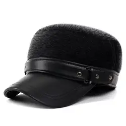 Mink Fur Male Hat Warm Winter Baseball Cap Fur Windproof Ear Protection Warm Hat Man  Thermal Mink Visor Fashion Fur Hat