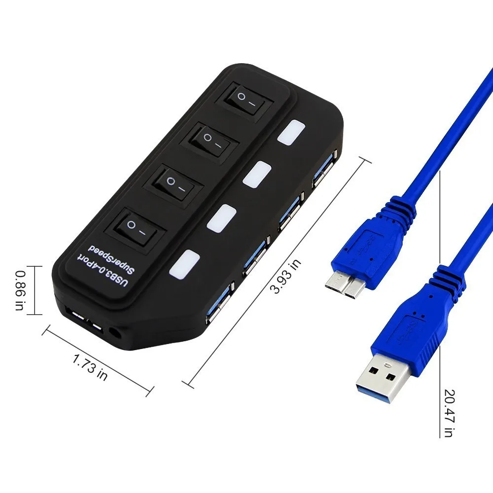 CHYI 4 Port Usb 3.0 Hub متعدد في واحد كومبو Mini Usb3.0 الفاصل مع الاتحاد الافريقي/الاتحاد الأوروبي/الولايات المتحدة/المملكة المتحدة شاحن محول الطاقة عالية السرعة اكسسوارات الكمبيوتر
