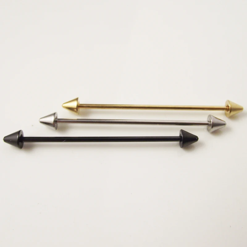 SaYao 2piece 16G Surgical Stainless Steel 1.2*35*4mm Spike Arrow Industrial Barbell Piercing  Helix Ear Body Jewelry
