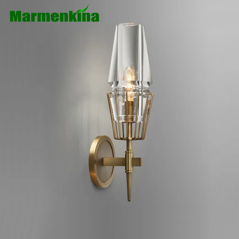 

Modern copper-plated wall lamp lobby living room wall bedroom aisle lamp hotel bedside lamp post-modern wall light