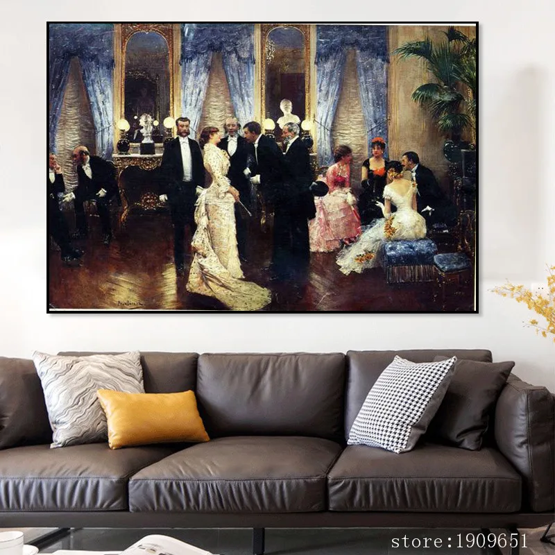 No frame classical court people noble party canvas printings oil painting printed on cotton home wall art decoration picture