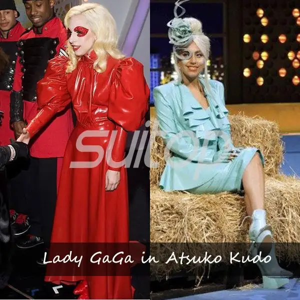 

Red rubber dress in then same style as GaGa SUITOP Hollywood super star