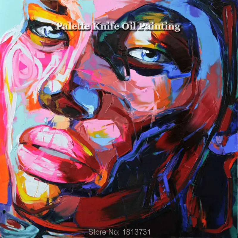 

Hand painted Francoise Nielly Palette knife portrait Face Oil painting Character figure canva wall Art picture12-15