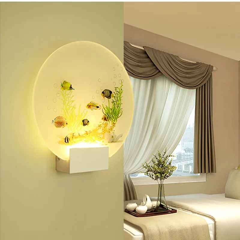 3 Colors LED Wall Lamp Acrylic Mural Sconce Light AC 85V-265V Indoor Decor Wall Light for Bedroom Bedside Living Room Corridor