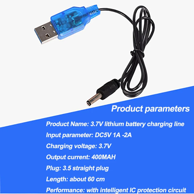 3.7V 18650 lithium battery USB charging line 3.5 straight head for aircraft remote control vehicle parts