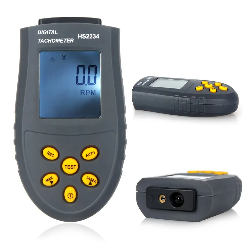 Tacômetro a laser digital com LCD RPM Tester, medidor de velocidade do motor pequeno, sem contato, HS2234, sem bateria