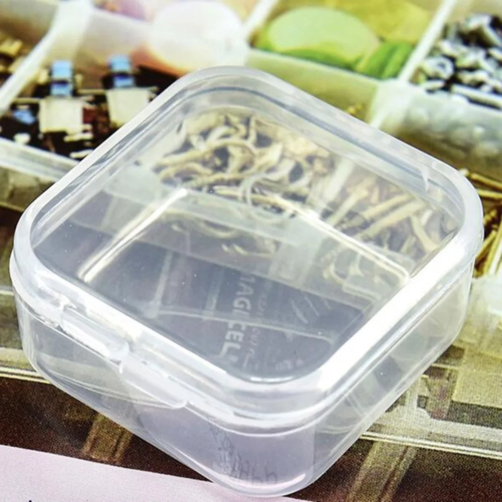 (1Piece) 3.5X3.5X1.5cm Mini Clear Plastic Small Box Fashion Jewelry Earplugs Storage Boxes Case Container Beads Organizer