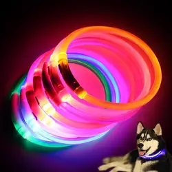 Adjustable USB Charging Pet Dog Collar Rechargeable LED Night Flashing Luminous USB Charging Pet Dog Puppy Plastic Neck Collar