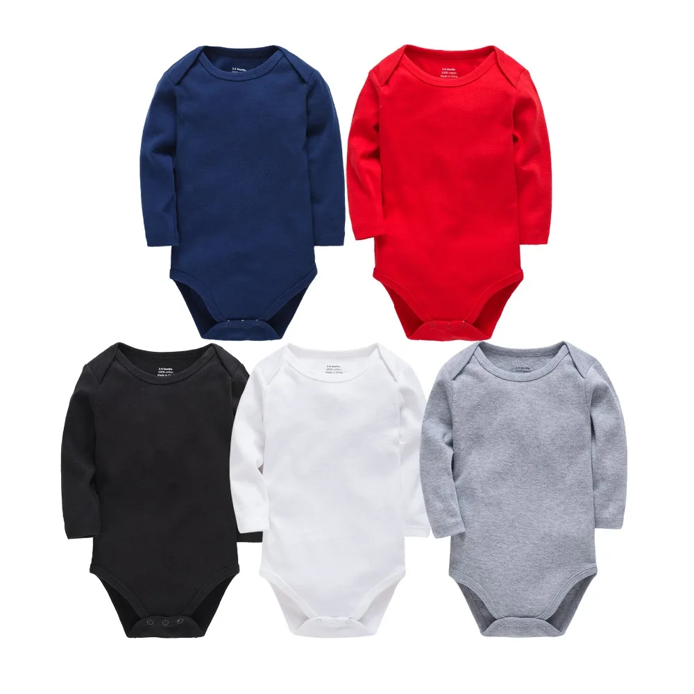 2023 Solid White Baby Clothes Long Sleeve Cotton Baby Girls Boys Bodysuit Newborn body bebe 0-24 months Infant Jumpsuit