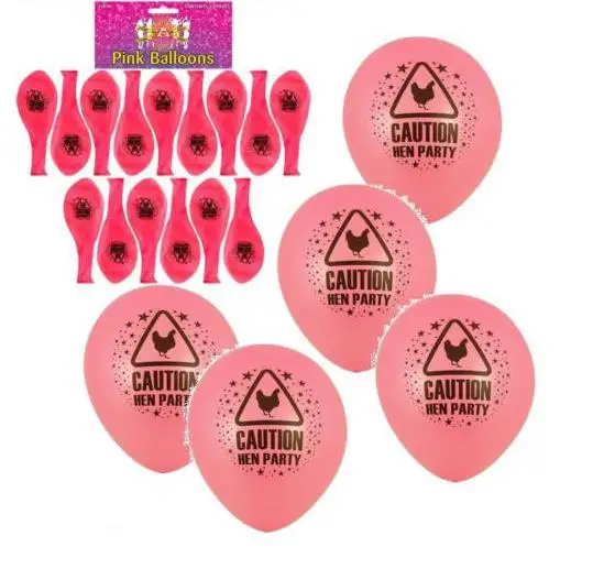 Caution Hen Party Printed  Pink Balloons Decoration Accessories Bridal To Be Bachelorette Hen Night club bar Latex Balloon decor