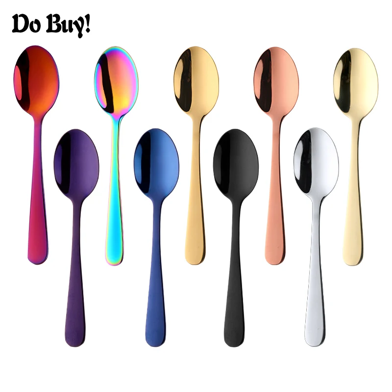 10 Pcs/Set Teaspoon Stainless Steel Rose Gold Cake Fruit Spoons Dessert Small Coffee Spoon Snack Kitchen Dinnerware Tools