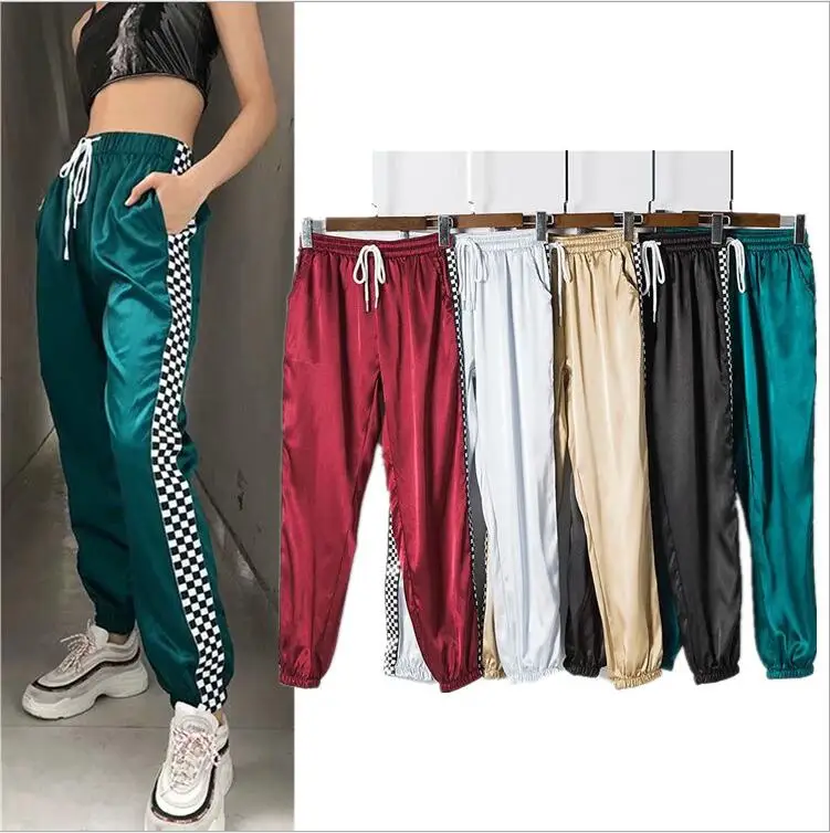 

Side Stripe Plaid Joggers Sweatpants Women Cargo Pants Streetwear Patchwork Harem Pant Vintage Track Pants Femme Pantalon Mujer