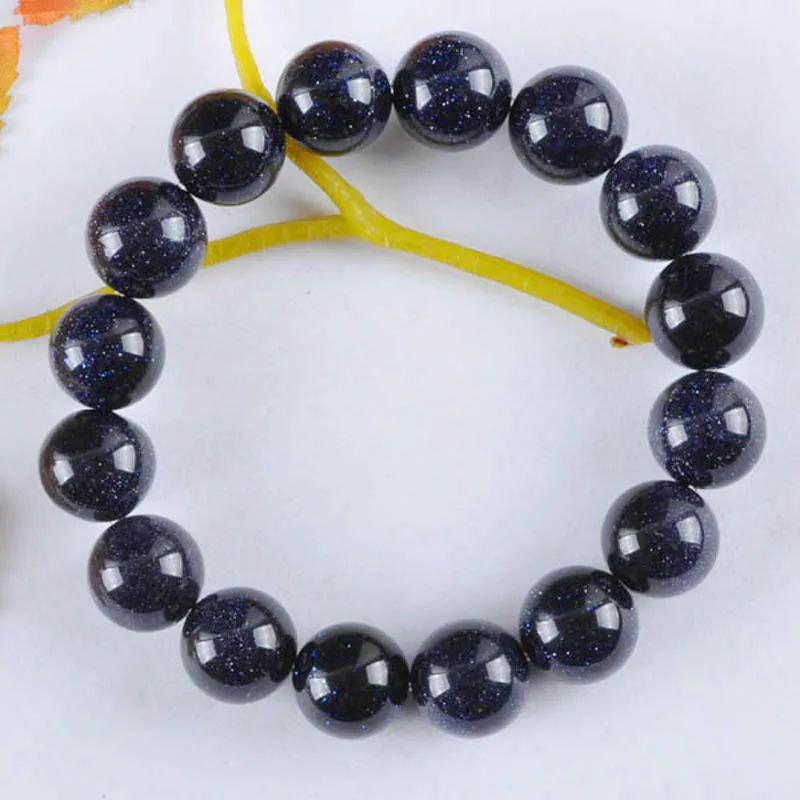 12MM Blue Goldstone Round Beads Bracelet Stretch 8 Inch Jewelry G581