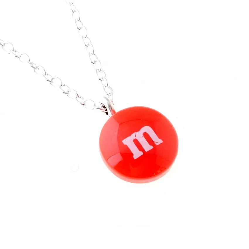 Free Shipping 2pcs Candy Letter M Resin Pendant Necklace 18\