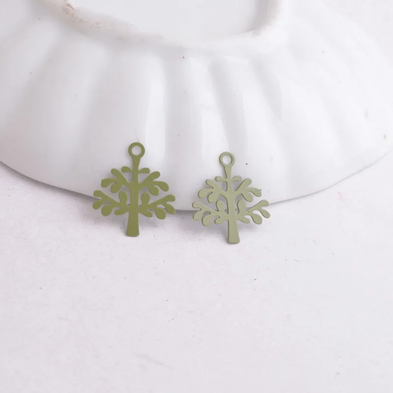 100 Stück AC9063 8mm*10mm Baum-Anhänger Artikel für DIY-Ohrringe Schmuckherstellung – Detail 10