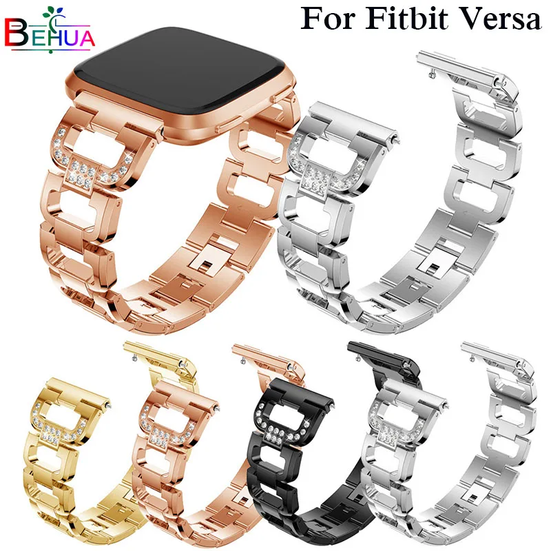 Strap For Fitbit Versa Bracelet Wrist Band Smart Accessories 130mm-200mm Elegant Watch Band Luxury Replacement With Rhinestone