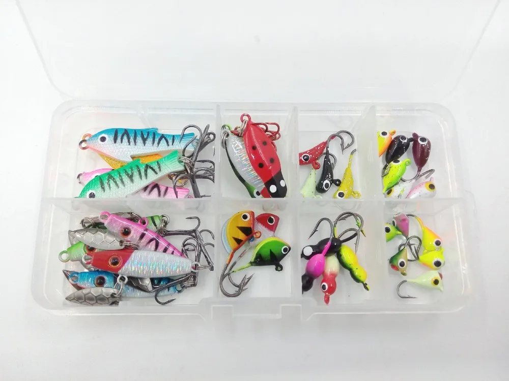 FANTU Ice Fishing Baits Set 36pcs/lot Drop Ice Jig With An Eyelet Winter Fishing  Mini Small lead fish Hook Accessories