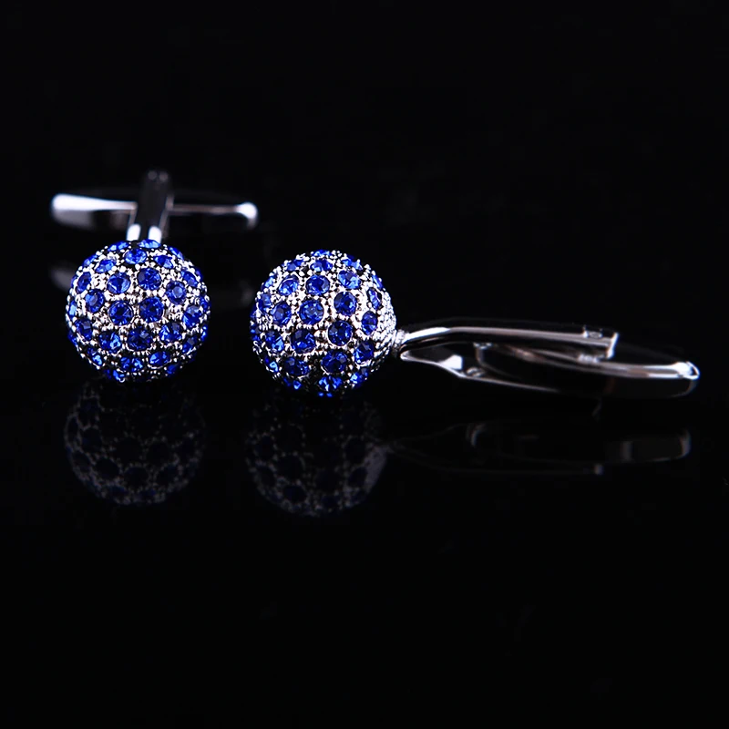 KFLK Jewelry Brand Blue Crystal Ball Cuff link Wholesale Buttons designer High Quality shirt cufflinks for mens guests