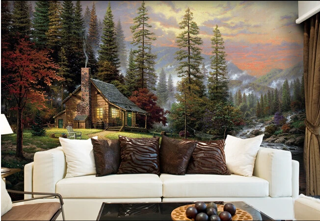 

The custom 3D murals,European fairy tale forest hut oil painting papel de parede,living room sofa TV wall bedroom wall paper