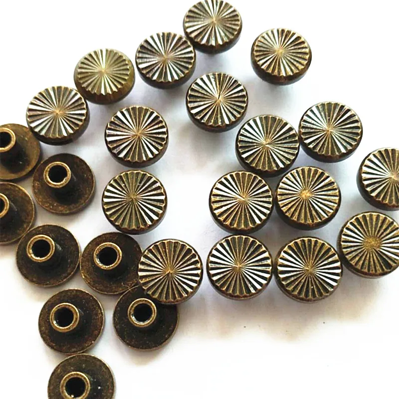 XUNZHE New 20pcs 10*5 mm Sunflower model Luggage Leather metal Craft Solid Screw Nail Rivet Head Belt/strap Rivets Book screws