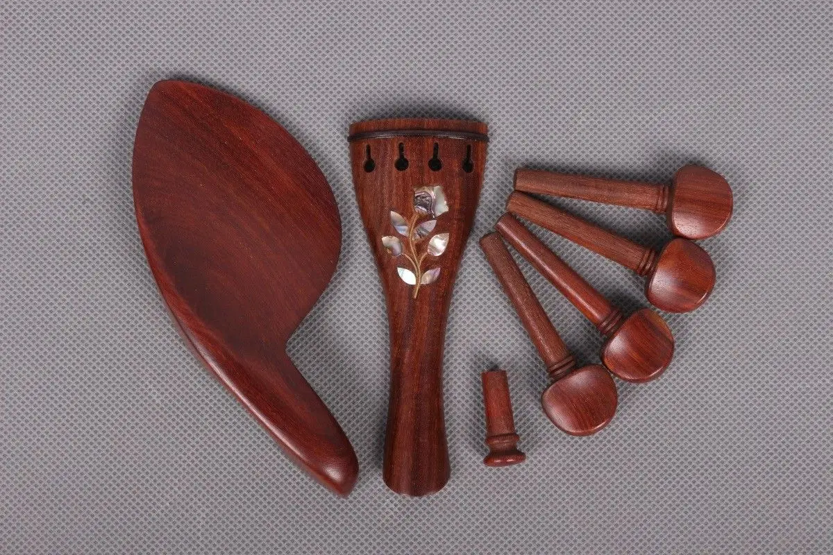 

New 4/4 Violin Accessories Kit Violin Tailpiece Violin Peg Chin Rest Rosewood Violin Parts