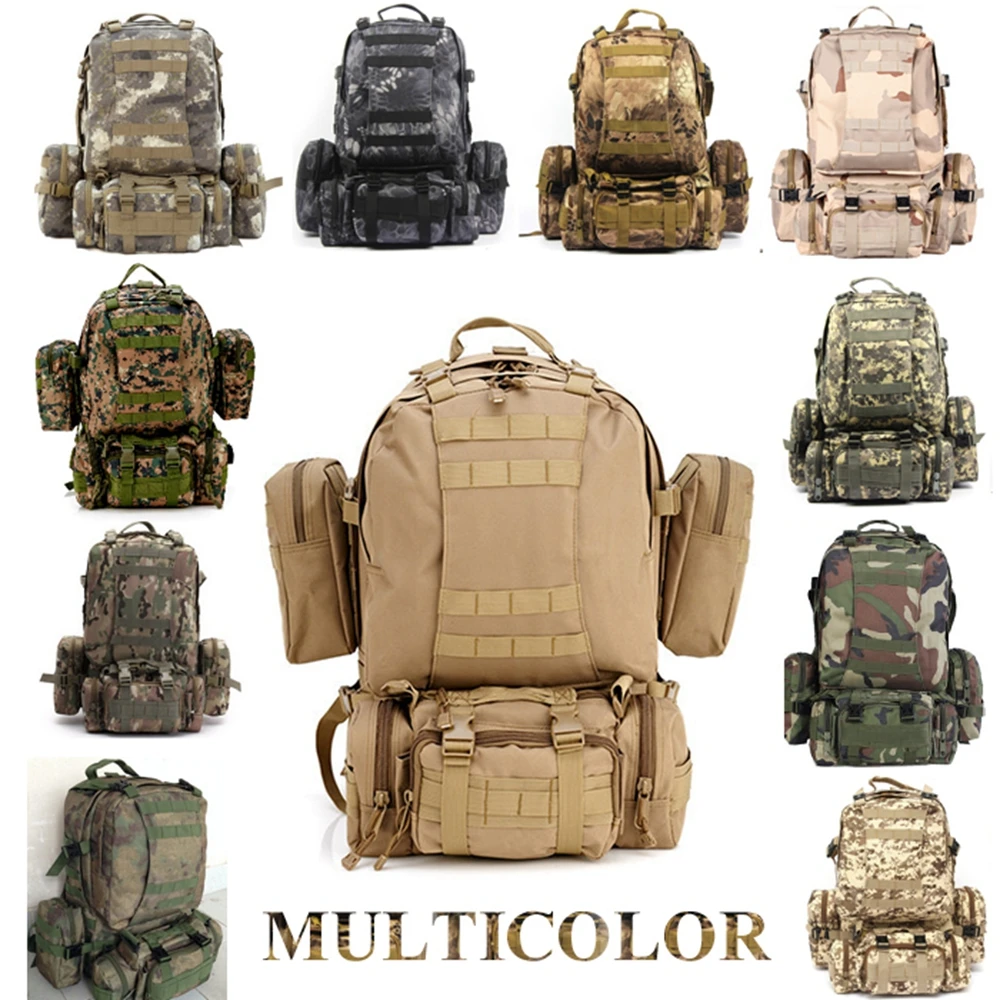 Solid Nylon wearproof Outdoor 60L Sport Climbing Camping Hiking combined Trekking Molle travel Bags Tactical Backpack Hunting