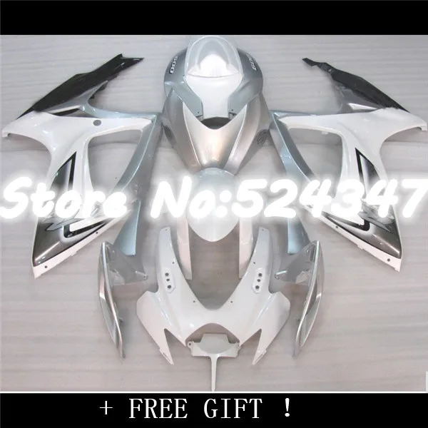 Hey-Hey-For A GSXR600 2008 2009 2010 white silver GSXR750 2008 2009 2010 2008-2010 GSX-R600/750 08 10 09 K8 ABS Fairing Set