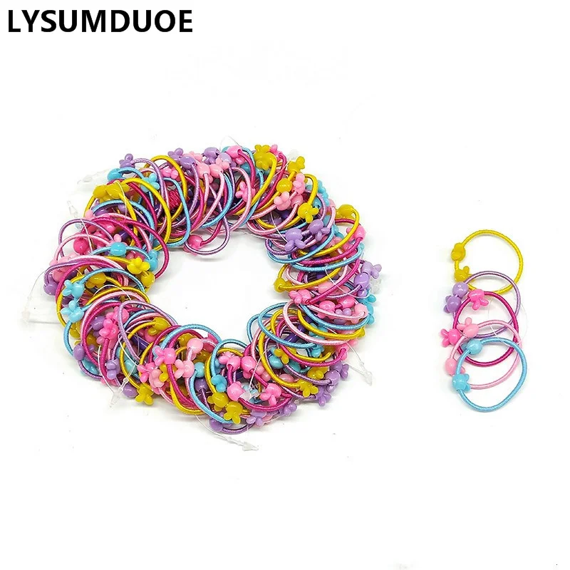 100 Cái/lốc Bé Gái Phụ Kiện Tóc Thun Dây Buộc Tóc Dễ Thương Scrunchy Tai Hoop Hoa Hairbands Mũ Đội Đầu Tóc Cho Trẻ Em