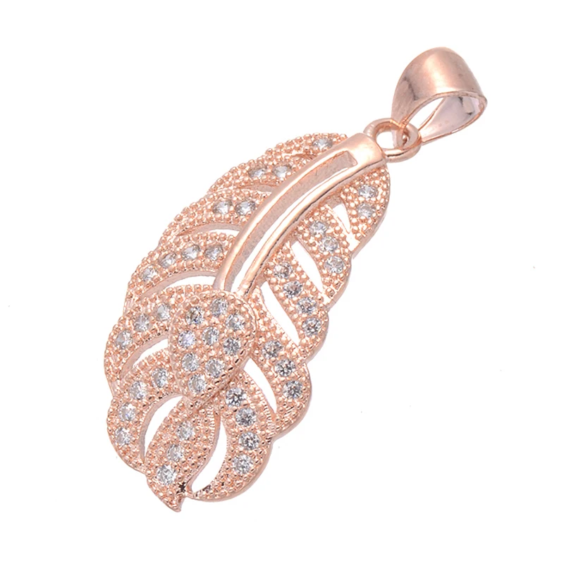 Famous Brand Jewelry Bijoux Zircon Leaf Charms Pendants for Bracelets & Necklaces Diy CZ Floating Charms Wholesale Components