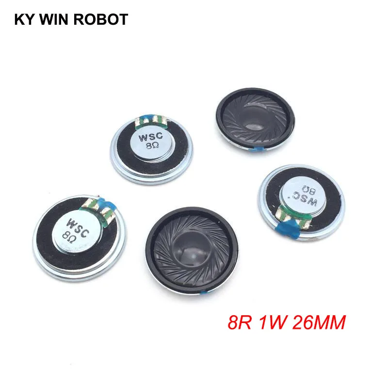 5pcs/lot New Ultra-thin Mini speaker 8 ohms 1 watt 1W 8R speaker Diameter 26MM 2.6CM thickness 5MM