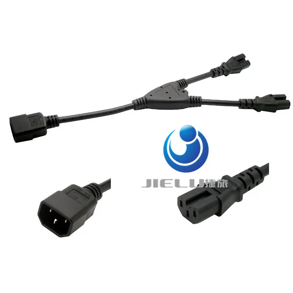 

10PCSC14-2*C15,IEC320 C14 Male Plug To 2*IEC320 C15 Female Power Extension Cable Cord 0.3m 1ft 10A 250V