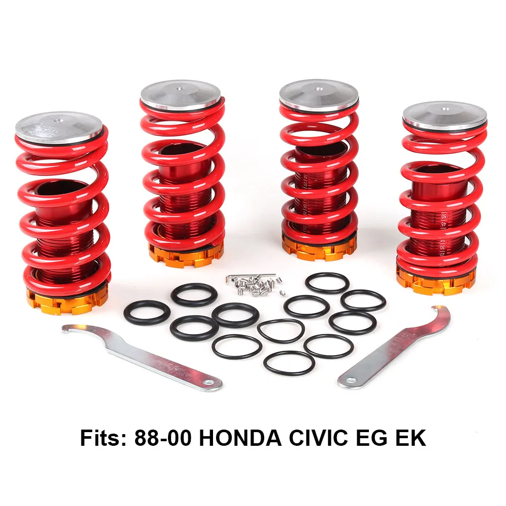 Aluminum Coilover Springs Kit for Honda Civic 88-00 Red available Coilover Suspension Coilover Springs BX101547