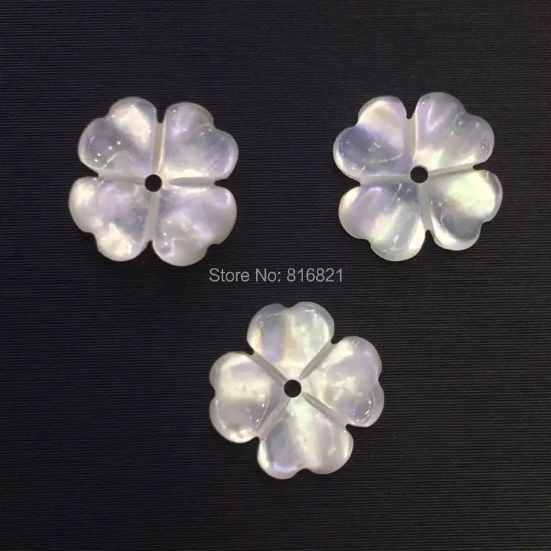 

( 10 pieces/lot ) New 10mm Mother of Pearl White MOP Shell Beads Carved Flower Drilled focal Beads Charms