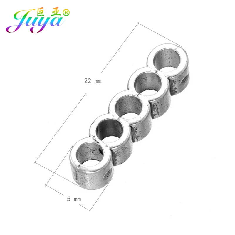 Juya 10Pcs/Lot Antique Silver Plated Jewelry Components 5 Holes Separator Spacers For DIY Natural Stones Beadwork Jewelry Making