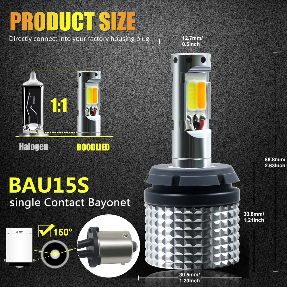 Luce di marcia diurna 1156 7440 7443 3157 3156 BA15S/BAU15S lampadina a LED per Auto DRL bianco guida indicatore di direzione giallo Auto Dual Mode