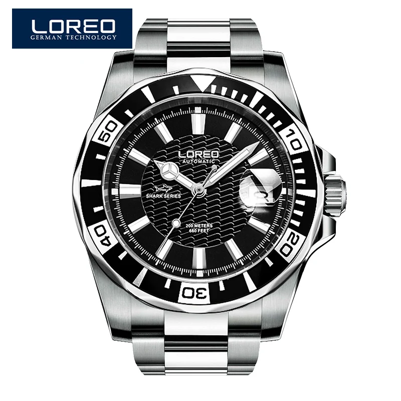 20bar Waterproof Sport Watches LOREO Mens Watches Top Brand Luxury Business Automatic Mechanical Watch Men Full Steel Clock 2019