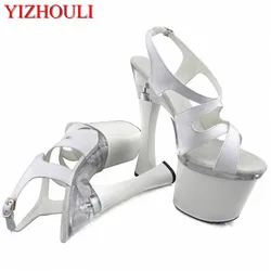 Pair with sleek, comfortable platform sandals, 18 cm high stiletto heels, square heels and platform sandals