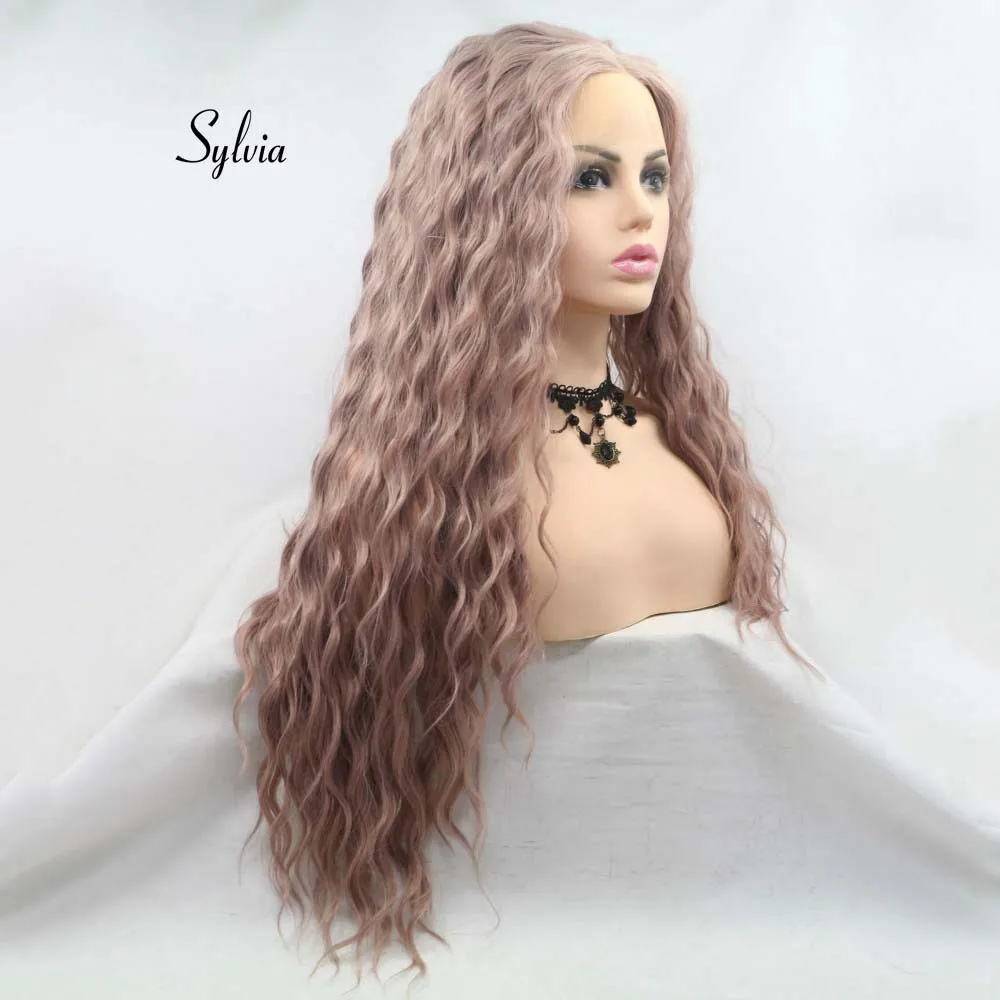 Sylvia Long Loose Wave Hair Light Purple Wig Synthetic Lace Front Wigs For Women Hair Heat Resistant Fiber Long Hair Wigs