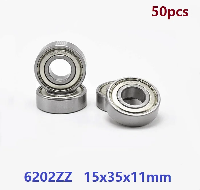 50pcs/lot 6202ZZ 6202-ZZ 6202 ZZ 2Z 15*35*11mm Deep Groove Ball bearing 15x35x11mm Ball Bearings