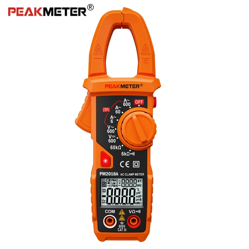 PEAKMETER PM2018A/B PM2018S Digital Clamp Meter 600A Handheld LCD Multimeter AC/DC Voltage Diagnostic-tool AC Current tester