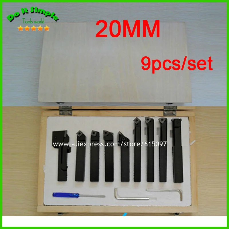 9pcs/set 20mm Turning Lathe Tool Hard Alloy Blade