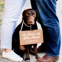 Custom The Date Dog Wedding Sign Vinyl Sticker Decor , My Humans Are Getting Married Decals Pet Wedding Accessories Decoration